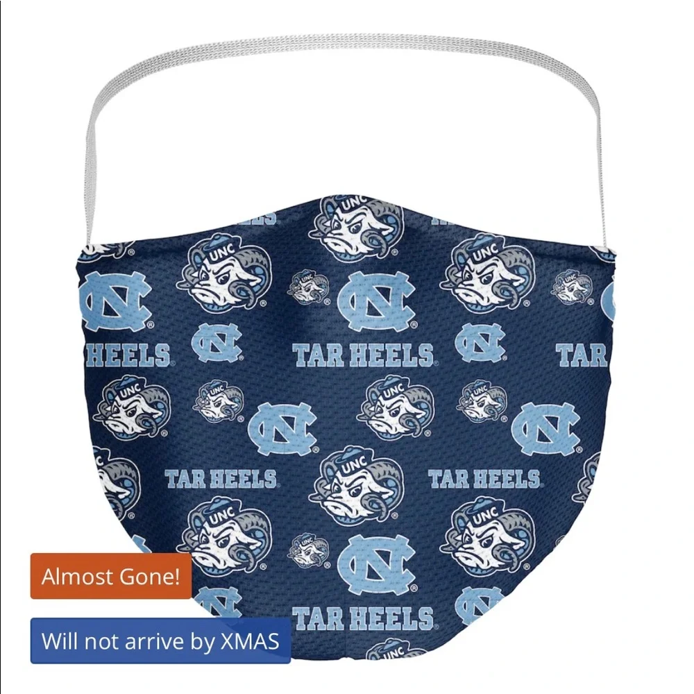 Set of three Carolina Tar Heels UNC North Carolina masks back strap